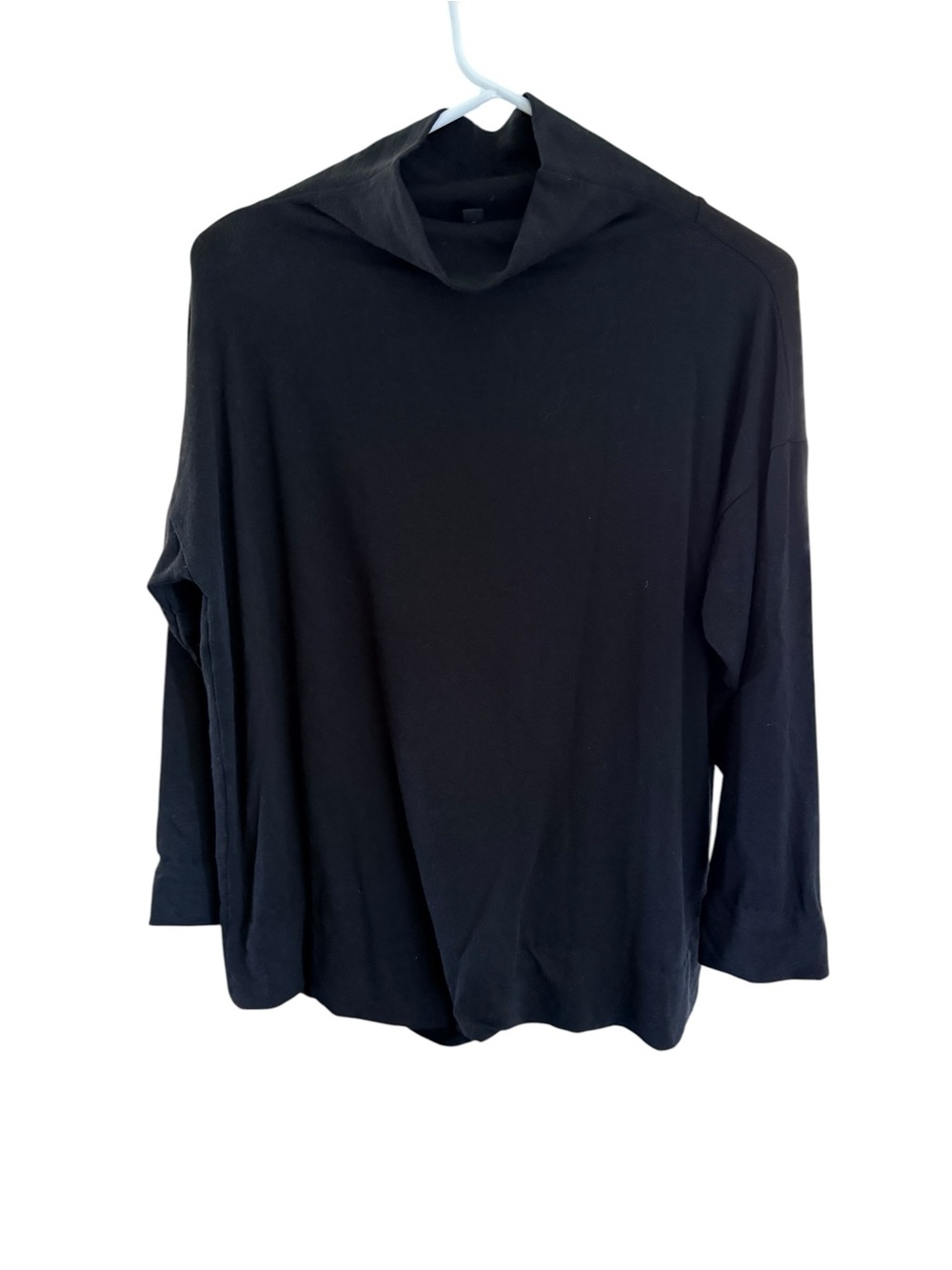 Eileen Fisher Funnel Neck Sweater Black Size XS Organic Cotton Blend Neutral